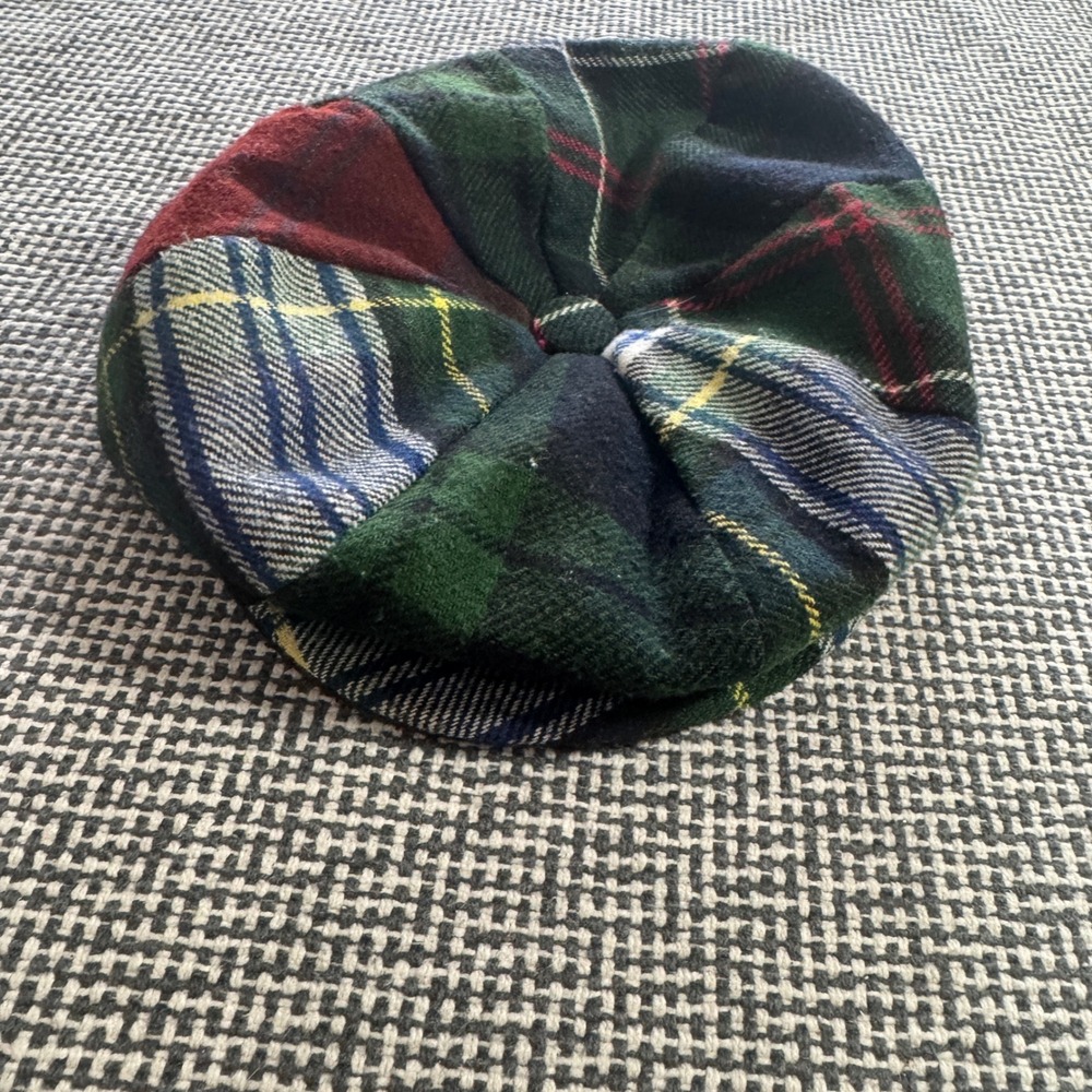 Beaufort by Quills of Killarney Irish Wool Patchwork Plaid Newsboy Cap Hat L VTG